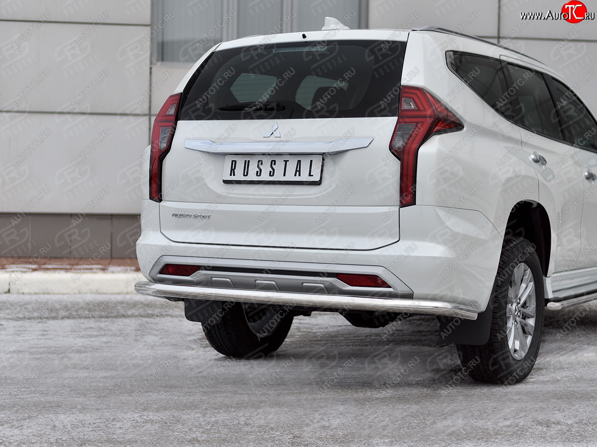 17 499 р. Защита заднего бампера SLITKOFF (Ø63 мм секции, нержавейка) Mitsubishi Pajero Sport QF рестайлинг (2019-2022)  с доставкой в г. Пермь