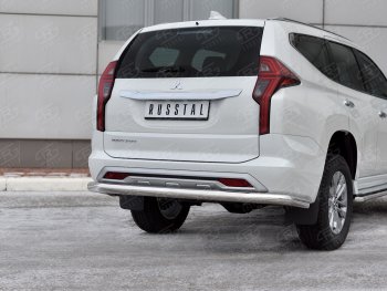 13 999 р. Защита заднего бампера (Ø76 мм, нержавейка) Mitsubishi Pajero Sport QF рестайлинг (2019-2022)  с доставкой в г. Пермь. Увеличить фотографию 2