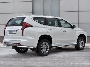 16 349 р. Защита заднего бампера (Ø63 мм уголки, нержавейка) SLITKOFF  Mitsubishi Pajero Sport  QF (2019-2022) рестайлинг  с доставкой в г. Пермь. Увеличить фотографию 2