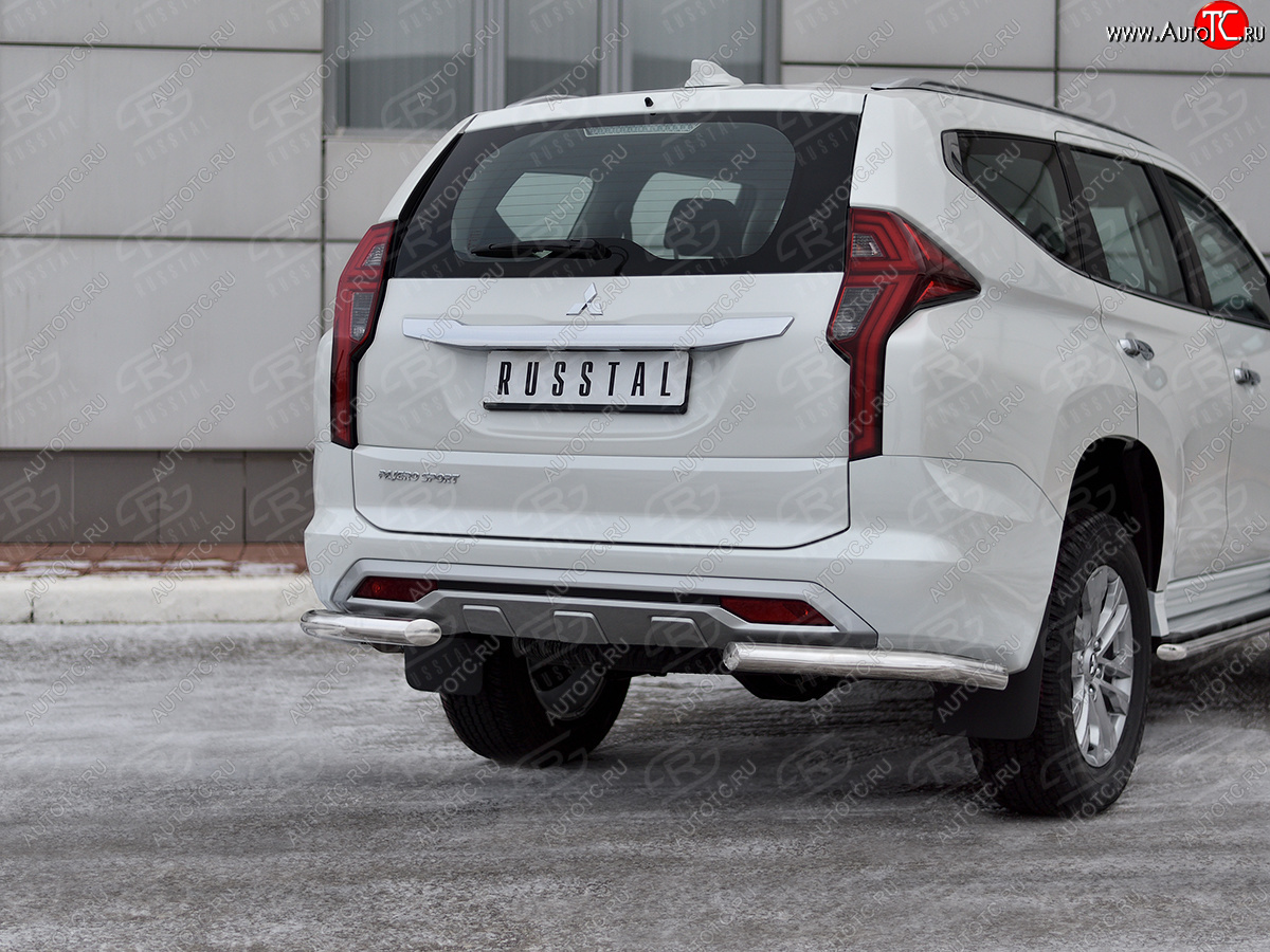 16 349 р. Защита заднего бампера (Ø63 мм уголки, нержавейка) SLITKOFF  Mitsubishi Pajero Sport  QF (2019-2022) рестайлинг  с доставкой в г. Пермь