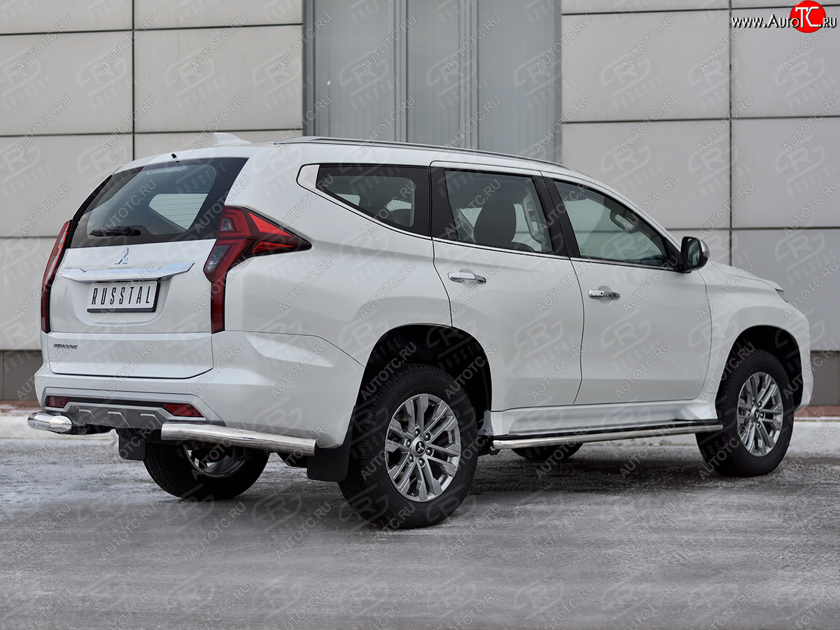 13 549 р. Защита заднего бампера (Ø76 мм уголки, нержавейка) Mitsubishi Pajero Sport QF рестайлинг (2019-2022)  с доставкой в г. Пермь