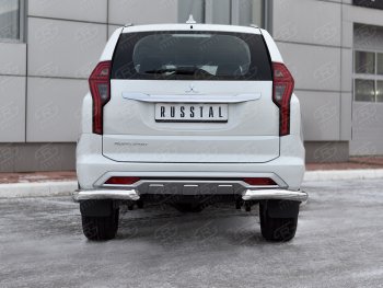 13 549 р. Защита заднего бампера (Ø76 мм уголки, нержавейка) Mitsubishi Pajero Sport QF рестайлинг (2019-2022)  с доставкой в г. Пермь. Увеличить фотографию 3