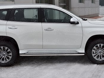 16 999 р. Защита порогов на SLITKOFF (Ø42 мм) Mitsubishi Pajero Sport QF рестайлинг (2019-2022) (полированная нержавейка)  с доставкой в г. Пермь. Увеличить фотографию 2