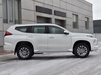 16 999 р. Защита порогов на SLITKOFF (Ø42 мм) Mitsubishi Pajero Sport QF рестайлинг (2019-2022) (полированная нержавейка)  с доставкой в г. Пермь. Увеличить фотографию 3