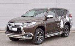 18 449 р. Защита переднего бампера (2 трубыØ63 мм, нержавейка) SLITKOFF Mitsubishi Pajero Sport QE дорестайлинг (2015-2021)  с доставкой в г. Пермь. Увеличить фотографию 2