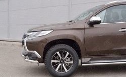 18 449 р. Защита переднего бампера (2 трубыØ63 мм, нержавейка) SLITKOFF Mitsubishi Pajero Sport QE дорестайлинг (2015-2021)  с доставкой в г. Пермь. Увеличить фотографию 4