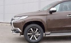 14 949 р. Защита переднего бампера (2 трубыØ63 и 75х42 мм, нержавейка) Russtal Mitsubishi Pajero Sport QE дорестайлинг (2015-2021)  с доставкой в г. Пермь. Увеличить фотографию 3