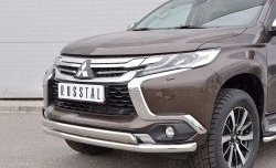 14 949 р. Защита переднего бампера (2 трубыØ63 и 75х42 мм, нержавейка) Russtal Mitsubishi Pajero Sport QE дорестайлинг (2015-2021)  с доставкой в г. Пермь. Увеличить фотографию 4