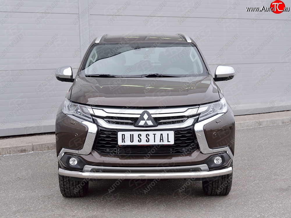 16 849 р. Защита переднего бампера (Ø63 мм, нержавейка) SLITKOFF Mitsubishi Pajero Sport QE дорестайлинг (2015-2021)  с доставкой в г. Пермь