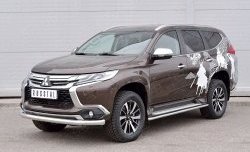 17 549 р. Защита переднего бампера (Ø76 мм, нержавейка) SLITKOFF Mitsubishi Pajero Sport QE дорестайлинг (2015-2021)  с доставкой в г. Пермь. Увеличить фотографию 2