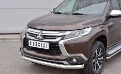 17 549 р. Защита переднего бампера (Ø76 мм, нержавейка) SLITKOFF Mitsubishi Pajero Sport QE дорестайлинг (2015-2021)  с доставкой в г. Пермь. Увеличить фотографию 3