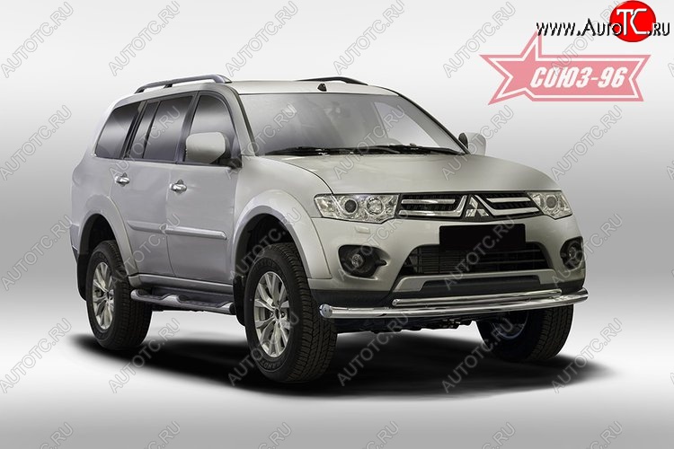 15 389 р. Защита переднего бампера двойная Souz-96 (d76/42) Mitsubishi Pajero Sport QE дорестайлинг (2015-2021)  с доставкой в г. Пермь