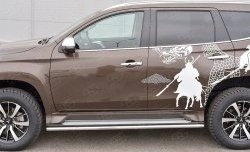 17 299 р. Защита порогов из круглой трубы диаметром 42 мм SLITKOFF Mitsubishi Pajero Sport QE дорестайлинг (2015-2021)  с доставкой в г. Пермь. Увеличить фотографию 2