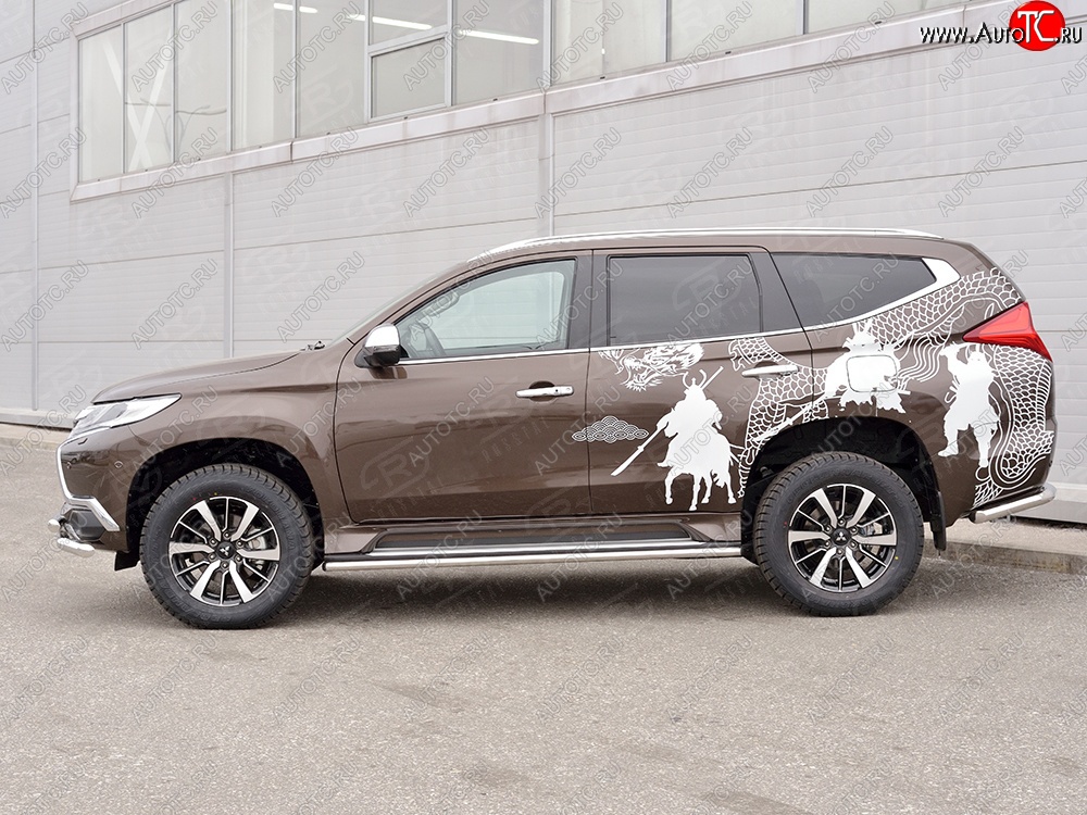 17 299 р. Защита порогов из круглой трубы диаметром 42 мм SLITKOFF Mitsubishi Pajero Sport QE дорестайлинг (2015-2021)  с доставкой в г. Пермь