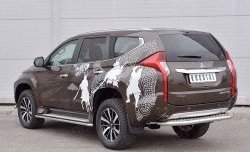 22 849 р. Защита заднего бампера (Ø63 мм, нержавейка) SLITKOFF Mitsubishi Pajero Sport QE дорестайлинг (2015-2021) (лист - алюминий, профиль - нержавейка)  с доставкой в г. Пермь. Увеличить фотографию 2
