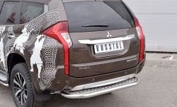 22 849 р. Защита заднего бампера (Ø63 мм, нержавейка) SLITKOFF Mitsubishi Pajero Sport QE дорестайлинг (2015-2021) (лист - алюминий, профиль - нержавейка)  с доставкой в г. Пермь. Увеличить фотографию 3