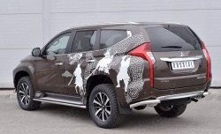 15 549 р. Защита заднего бампера (Ø63 мм уголки, нержавейка) SLITKOFF Mitsubishi Pajero Sport QE дорестайлинг (2015-2021)  с доставкой в г. Пермь. Увеличить фотографию 2