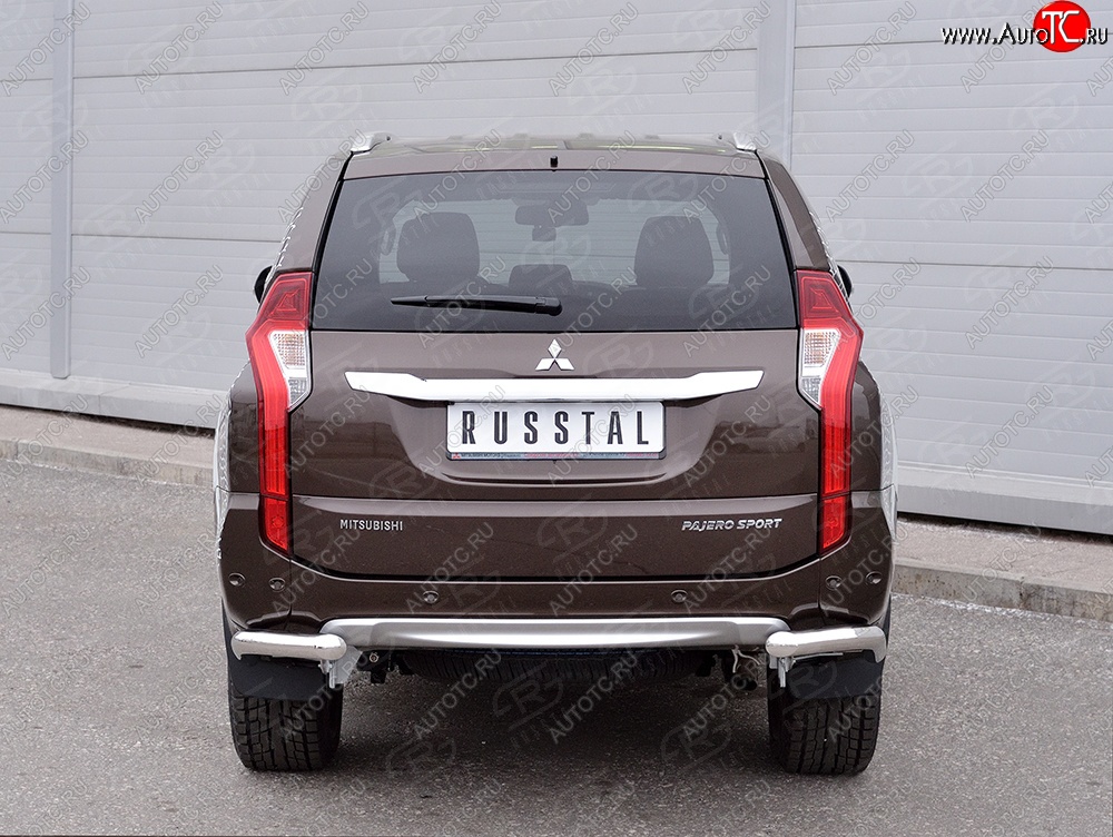 15 549 р. Защита заднего бампера (Ø63 мм уголки, нержавейка) SLITKOFF Mitsubishi Pajero Sport QE дорестайлинг (2015-2021)  с доставкой в г. Пермь