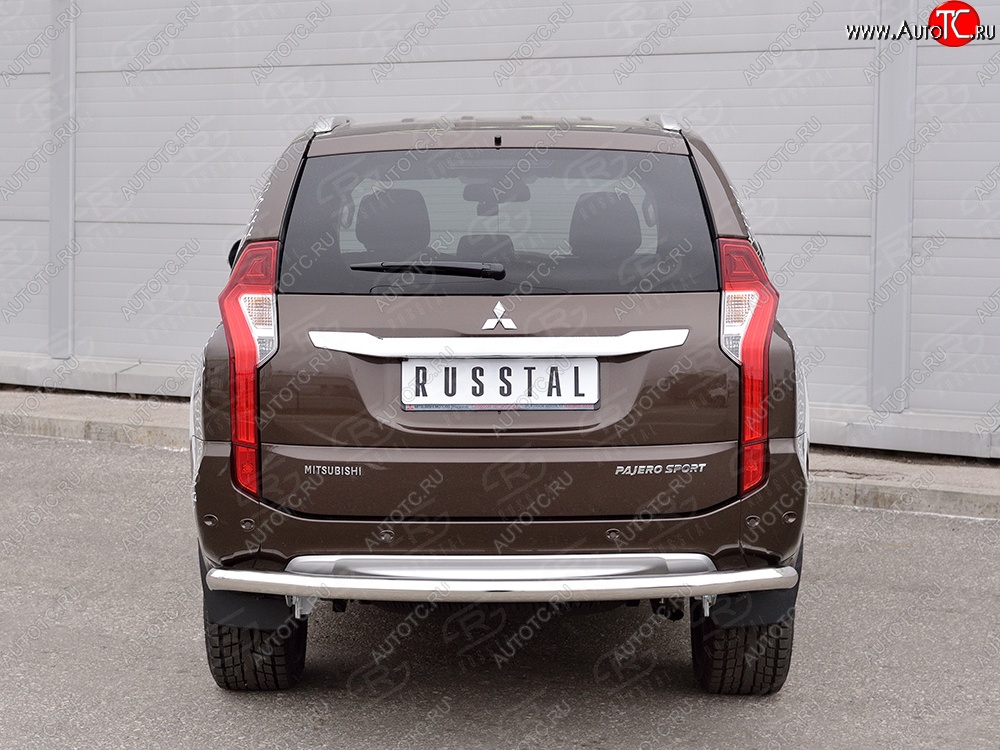 18 999 р. Защита заднего бампера (Ø63 мм, нержавейка) SLITKOFF Mitsubishi Pajero Sport QE дорестайлинг (2015-2021)  с доставкой в г. Пермь