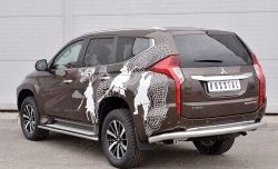 15 299 р. Защита заднего бампера (Ø76 мм, нержавейка) SLITKOFF Mitsubishi Pajero Sport QE дорестайлинг (2015-2021)  с доставкой в г. Пермь. Увеличить фотографию 2