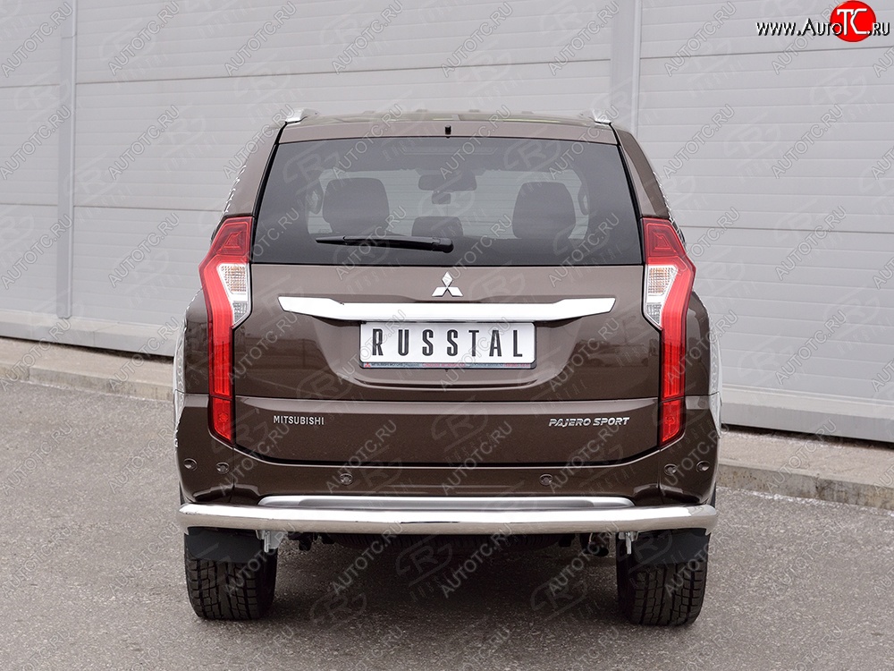15 299 р. Защита заднего бампера (Ø76 мм, нержавейка) SLITKOFF Mitsubishi Pajero Sport QE дорестайлинг (2015-2021)  с доставкой в г. Пермь