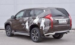 12 999 р. Защита заднего бампера (Ø76 мм уголки, нержавейка) SLITKOFF Mitsubishi Pajero Sport QE дорестайлинг (2015-2021)  с доставкой в г. Пермь. Увеличить фотографию 2