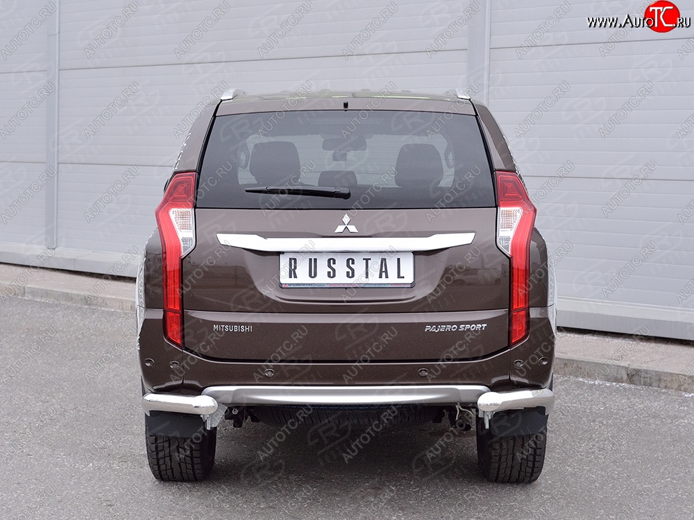 12 999 р. Защита заднего бампера (Ø76 мм уголки, нержавейка) SLITKOFF Mitsubishi Pajero Sport QE дорестайлинг (2015-2021)  с доставкой в г. Пермь