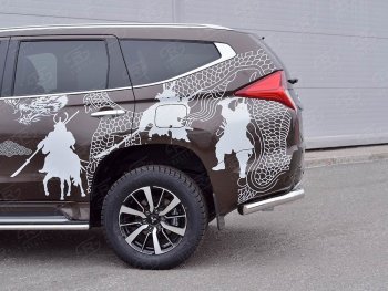24 999 р. Защита заднего бампера (Ø63 мм, нержавейка) SLITKOFF  Mitsubishi Pajero Sport  QE (2015-2021) дорестайлинг (лист - нержавейка, профиль - нержавейка)  с доставкой в г. Пермь. Увеличить фотографию 2