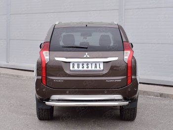 24 999 р. Защита заднего бампера (Ø63 мм, нержавейка) SLITKOFF  Mitsubishi Pajero Sport  QE (2015-2021) дорестайлинг (лист - нержавейка, профиль - нержавейка)  с доставкой в г. Пермь. Увеличить фотографию 3