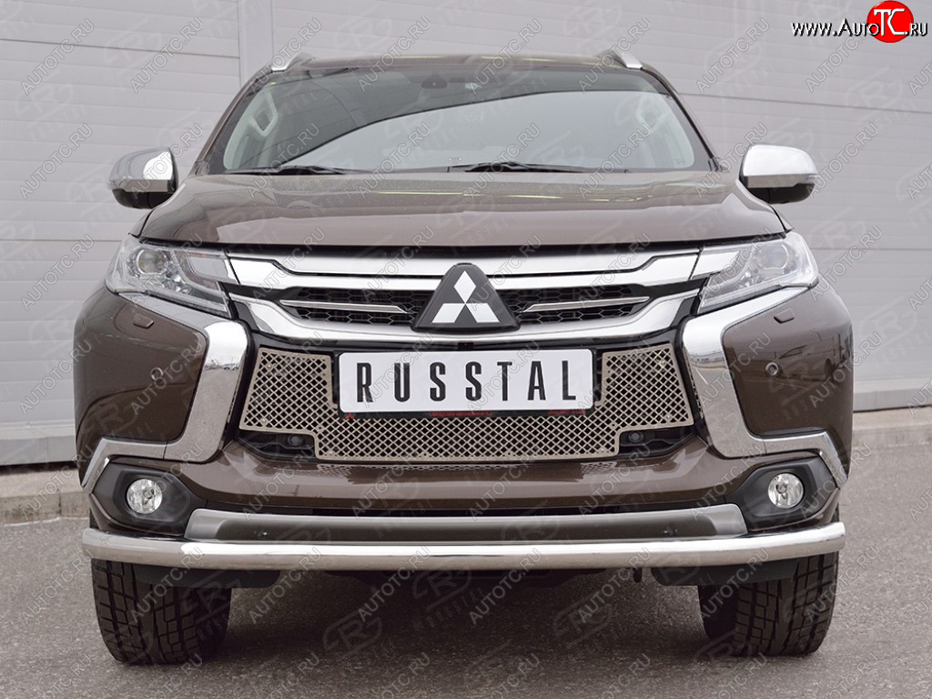 4 299 р. Сетка нижнего воздухозаборника (нержавеющая сталь) Russtal Mitsubishi Pajero Sport QE дорестайлинг (2015-2021)  с доставкой в г. Пермь
