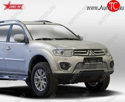 2 879 р. Декоративный элемент воздухозаборника Souz96 Mitsubishi Pajero Sport QE дорестайлинг (2015-2021) (Черн загл. d16)  с доставкой в г. Пермь