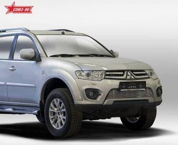 Декоративный элемент воздухозаборника Souz96 нержавеющая сталь Mitsubishi Pajero Sport QE дорестайлинг (2015-2021) (Черн загл. d10)