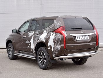9 999 р. Защита заднего бампера (Ø63 мм, нержавейка) SLITKOFF Mitsubishi Pajero Sport QE дорестайлинг (2015-2021)  с доставкой в г. Пермь. Увеличить фотографию 3