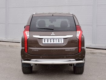 9 999 р. Защита заднего бампера (Ø63 мм, нержавейка) SLITKOFF Mitsubishi Pajero Sport QE дорестайлинг (2015-2021)  с доставкой в г. Пермь. Увеличить фотографию 2