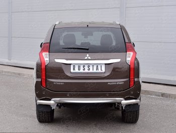 16 949 р. Защита заднего бампера (Ø63 мм уголки под фаркоп, нержавейка) SLITKOFF Mitsubishi Pajero Sport QE дорестайлинг (2015-2021) (полированная нержавейка)  с доставкой в г. Пермь. Увеличить фотографию 3