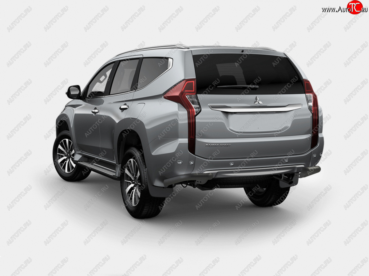 10 599 р. Защита заднего бампера SLITKOFF (Ø63 мм уголки, крепеж Bosal) Mitsubishi Pajero Sport QE дорестайлинг (2015-2021) (нержавейка с полимерным покрытием, черный)  с доставкой в г. Пермь