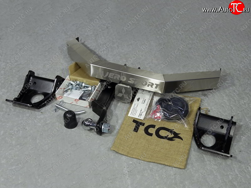 20 849 р. Фаркоп (тягово-сцепное устройство) TCC (надпись Pajero Sport)  Mitsubishi Pajero Sport  QE (2015-2021) дорестайлинг (Оцинкованный, шар E - нержавейка)  с доставкой в г. Пермь