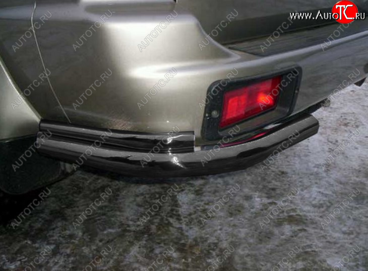 6 899 р. Защита заднего бампера Slitkoff (Ø 57+Ø42, уголки) Mitsubishi Pajero Sport PA дорестайлинг (1996-2004) (Сталь с полимерным покрытием. Цвет: черный)  с доставкой в г. Пермь