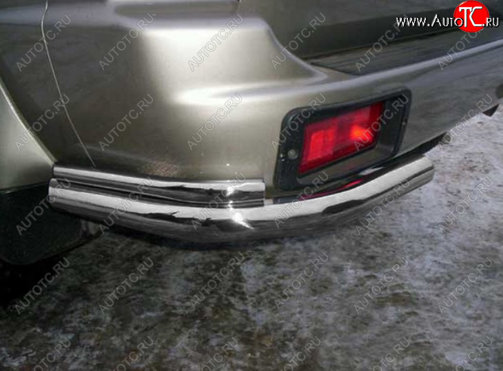 6 899 р. Защита заднего бампера Slitkoff (Ø 57+Ø42, уголки)  Mitsubishi Pajero Sport  PA (1996-2008) дорестайлинг, рестайлинг (Сталь с полимерным покрытием. Цвет: серебристый)  с доставкой в г. Пермь