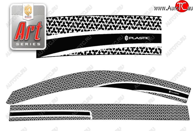 2 299 р. Дефлектора окон CA-Plastic  Mitsubishi Pajero Sport  PB (2008-2017) дорестайлинг, рестайлинг (Серия Art черная, Без хром.молдинга, Крепление только на скотч)  с доставкой в г. Пермь