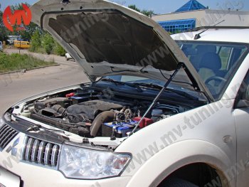 Упор капота MV-Tuning (одинарный) Mitsubishi Pajero Sport  PB (2008-2013) дорестайлинг
