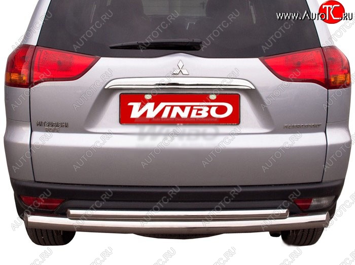 11 549 р. Защита заднего бампера WINBO (Ø76 и 42 мм, нержавейка) Mitsubishi Pajero Sport PB дорестайлинг (2008-2013)  с доставкой в г. Пермь