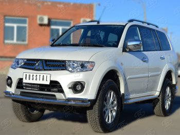 24 649 р. Пороги SLITKOFF d42 с листом  Mitsubishi Pajero Sport  PB (2008-2013) дорестайлинг (лист алюминий, труба нержавейка)  с доставкой в г. Пермь. Увеличить фотографию 4