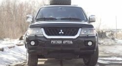 1 899 р. Защитная сетка решетки переднего бампера РА Mitsubishi Pajero Sport PA дорестайлинг (1996-2004)  с доставкой в г. Пермь. Увеличить фотографию 2