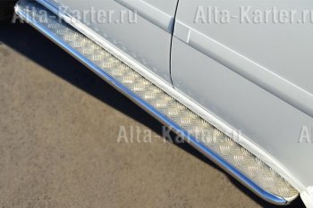 Пороги труба d63 с листом (Лист алюм,проф.сталь)(Вариант2) SLITKOFF Mitsubishi Pajero Sport  PB (2008-2013) дорестайлинг
