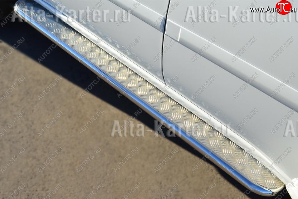 30 799 р. Пороги труба d63 с листом (Лист алюм,проф.сталь)(Вариант2) SLITKOFF  Mitsubishi Pajero Sport  PB (2008-2013) дорестайлинг  с доставкой в г. Пермь