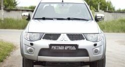 2 199 р. Защитная сетка решетки переднего бампера РА Mitsubishi Pajero Sport PB дорестайлинг (2008-2013)  с доставкой в г. Пермь. Увеличить фотографию 2