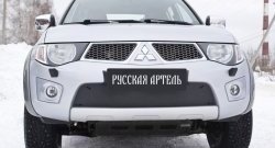 1 199 р. Зимняя заглушка решетки переднего бампера РА  Mitsubishi Pajero Sport  PB (2008-2013) дорестайлинг  с доставкой в г. Пермь. Увеличить фотографию 2