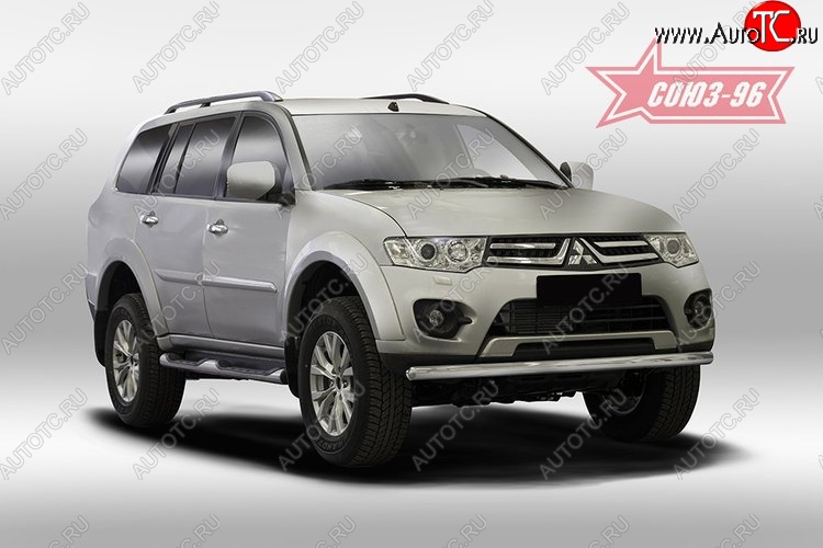10 394 р. Защита переднего бампера одинарная Souz-96 (d60). Mitsubishi Pajero Sport PB дорестайлинг (2008-2013)  с доставкой в г. Пермь