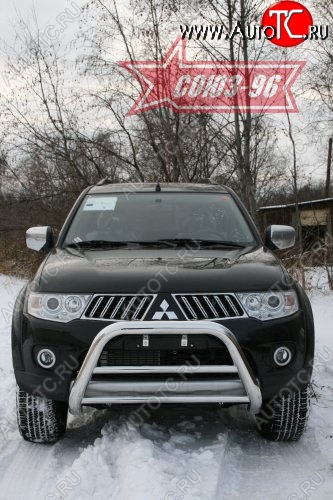 16 964 р. Защита переднего бампера Souz-96 (d76) Mitsubishi Pajero Sport PB дорестайлинг (2008-2013)  с доставкой в г. Пермь